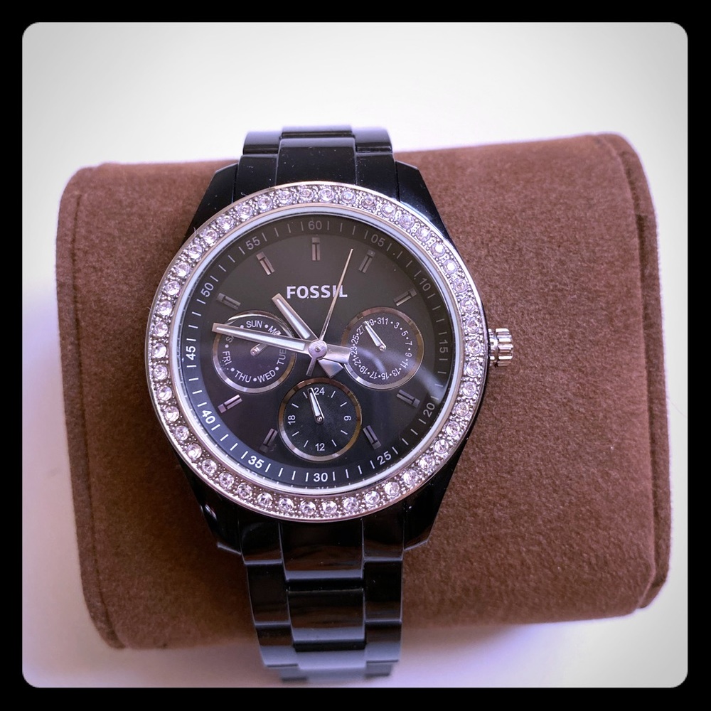 Fossil Black Watch W| Rhinestones